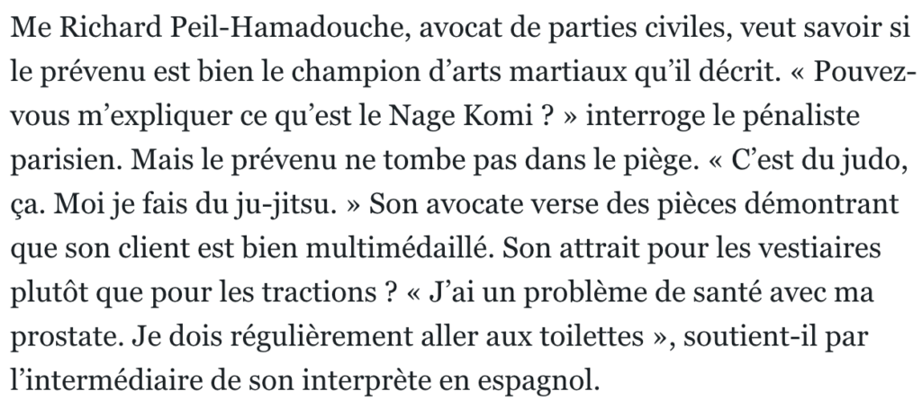 Via "Le Parisien" : https://www.leparisien.fr/faits-divers/paris-le-champion-de-ju-jitsu-derobait-les-montres-de-luxe-dans-les-salles-de-sport-haut-de-gamme-03-01-2025-4TY25HCLKZD45ARMLCDMA26A3E.php